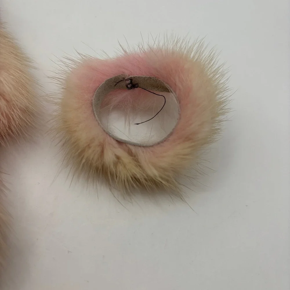 Vintage Miniature Pink Faux Fur Barbie Doll Coat Headband Set Lara's??